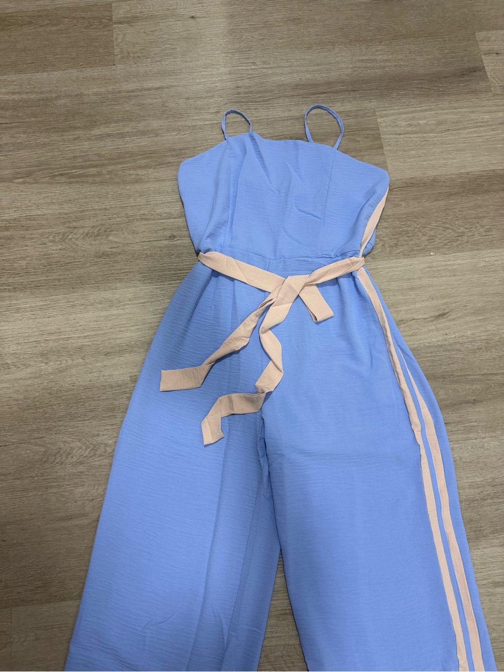 Women’s Blue Sleeveless Wide Leg Jumpsuit with Belt Size XL